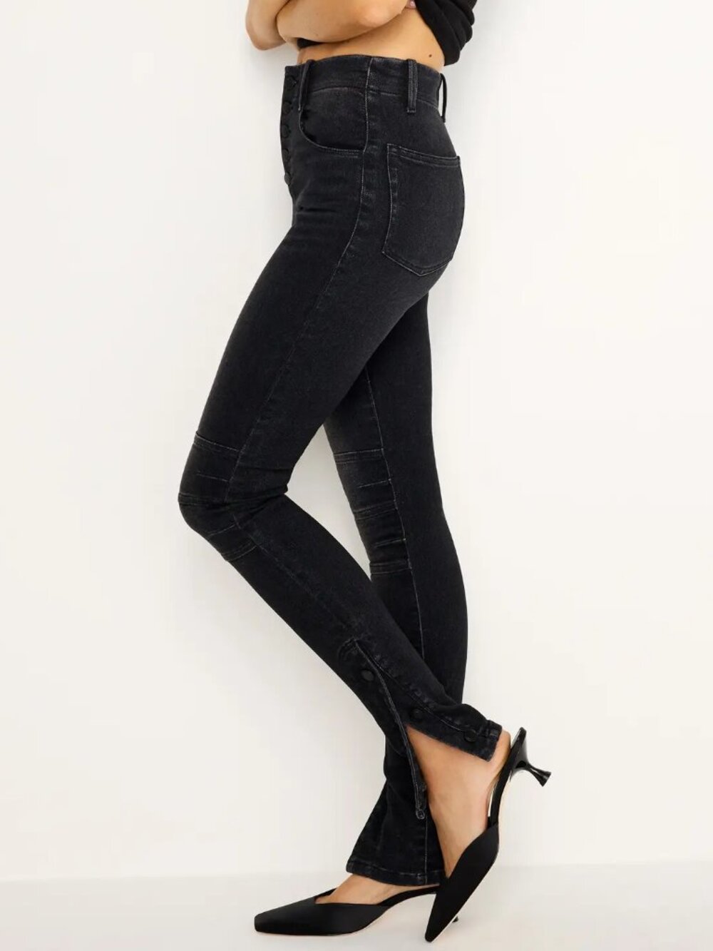 NEW Good American Moto High Waist Skinny Jeans Black size 8/29